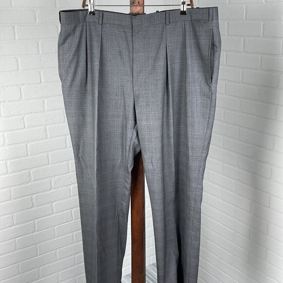 Joseph Scafidi Suit Men 49/42W x 30L Gray Blue Plaid Bespoke Classic USA VTG - Picture 10 of 16